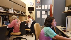 WVU News students hard at work on their final packages in the Edit Lab